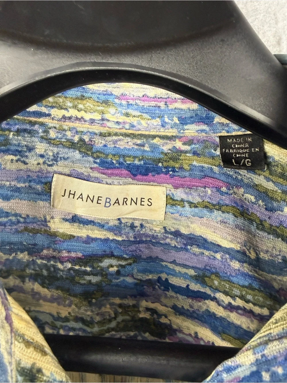 Jhane Barnes Multicolor Blue Striped Short-Sleeve Button Shirt - Picture 8 of 9